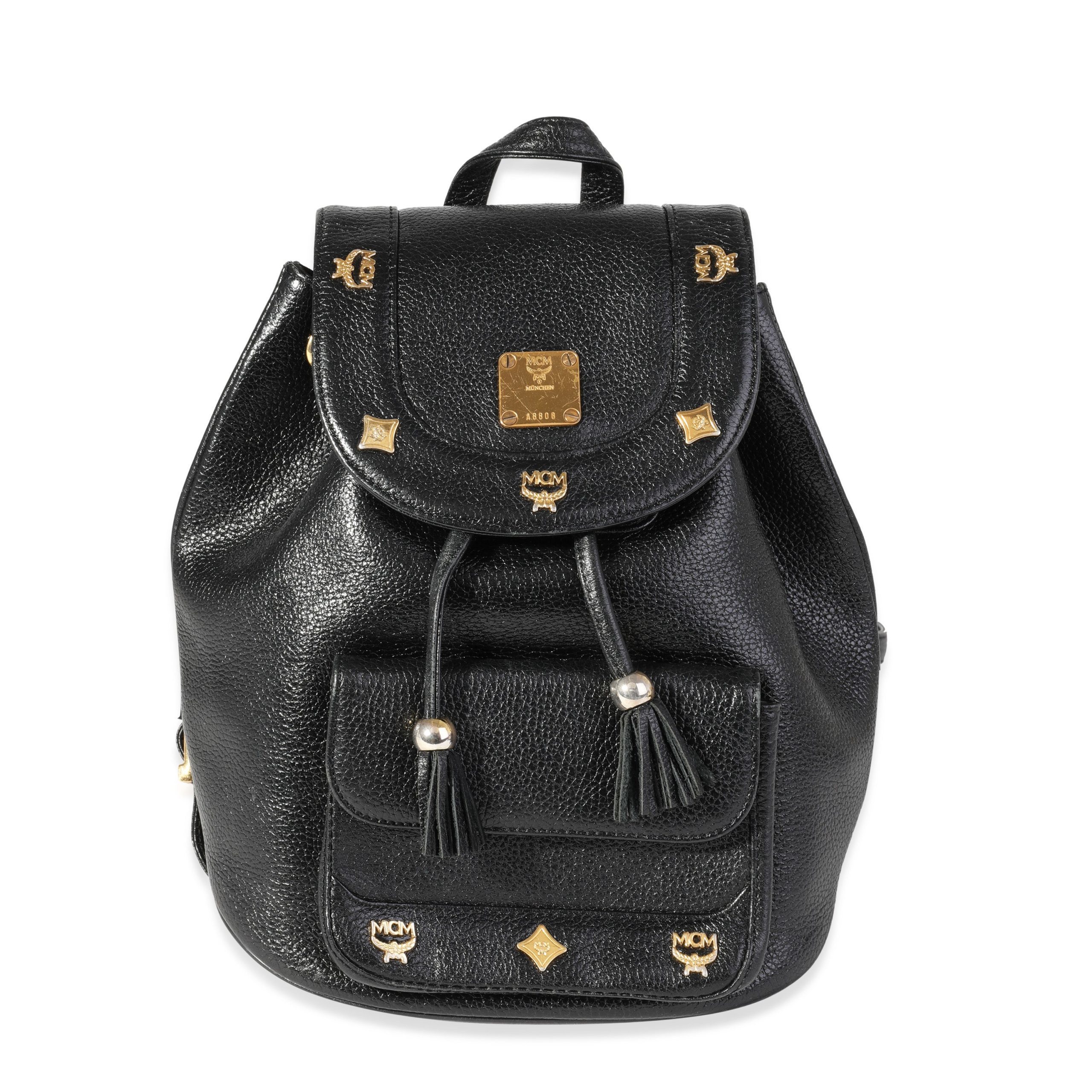 Mcm Vintage Black Leather Backpack